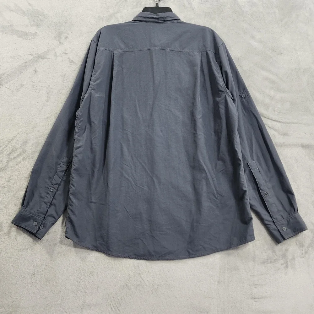 The North Face Shirt Mens L Gray Nylon Mesh Lined Button Up Long Sleeve Outdoor